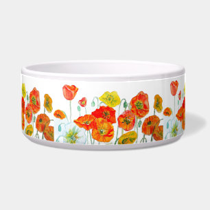 Comedero Cinta de Flor de Acuarela de Amapola Naranja Roja
