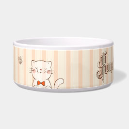 Comedero Cita de amante del gato rayado Ceramic Pet Bowl