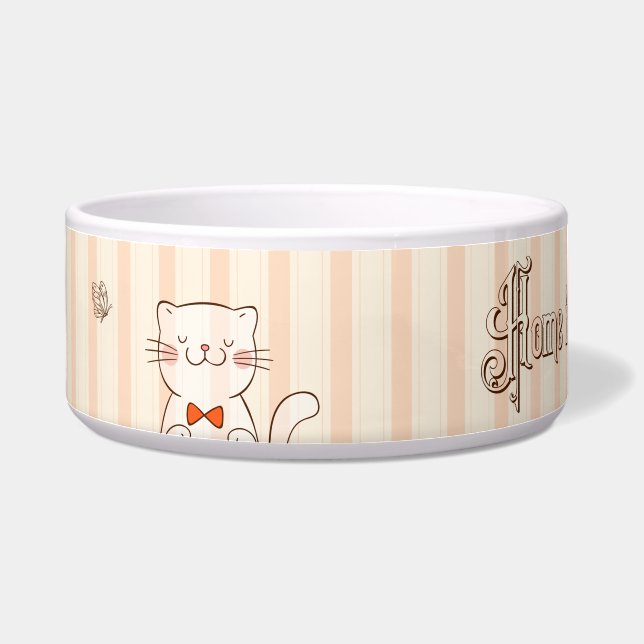 Comedero Cita de amante del gato rayado Ceramic Pet Bowl (Izquierda)