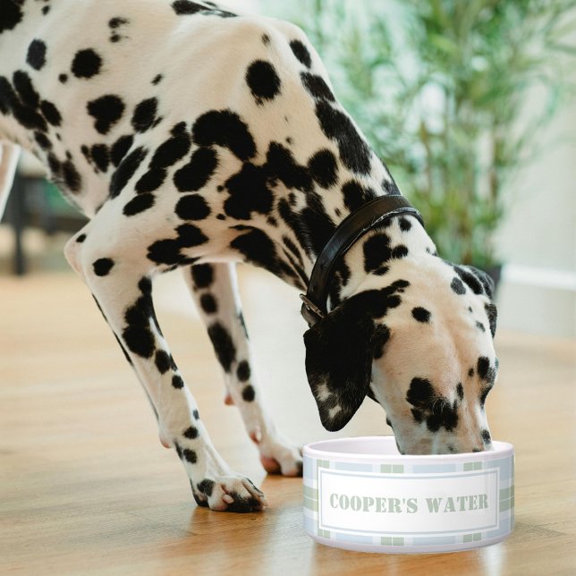 Comedero Classic Blue Green Plaid Pattern Name Dog Water (Subido por el creador)