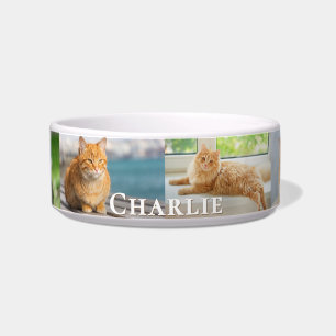 Comedero Colaje de Fotos de Gatos con Nombre Personalizado