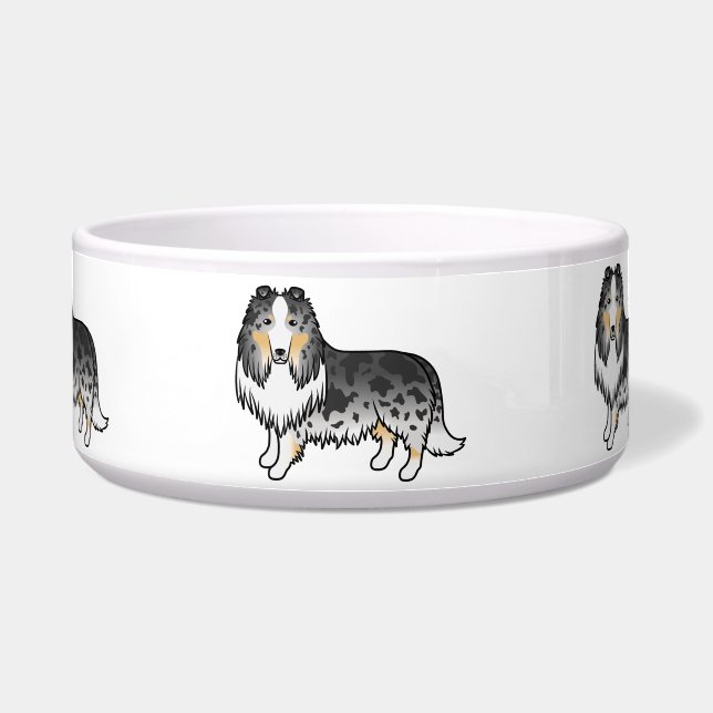 Comedero Collie Áspero Blue Merle Cute Perro de Dibujos Ani (Frente)