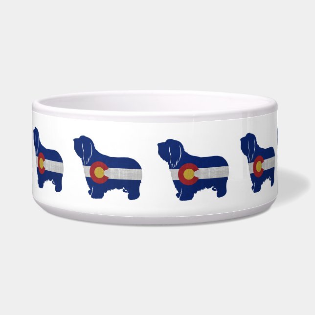 Comedero Collie Dog Colorado Bandera Silhouette (Frente)