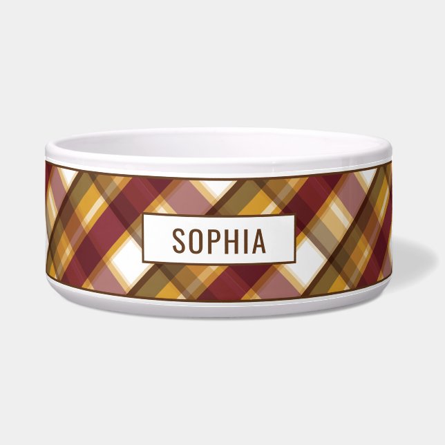 Comedero Color de otoño Patrón y nombre personalizado (Frente)