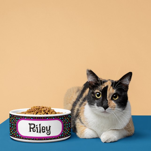 Comedero Colorful retro dots 80s inspired black (Subido por el creador)