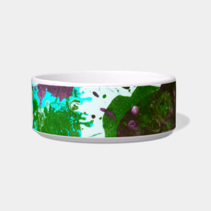 Comedero Colorido Abstract Splatter Paint Green y Purple