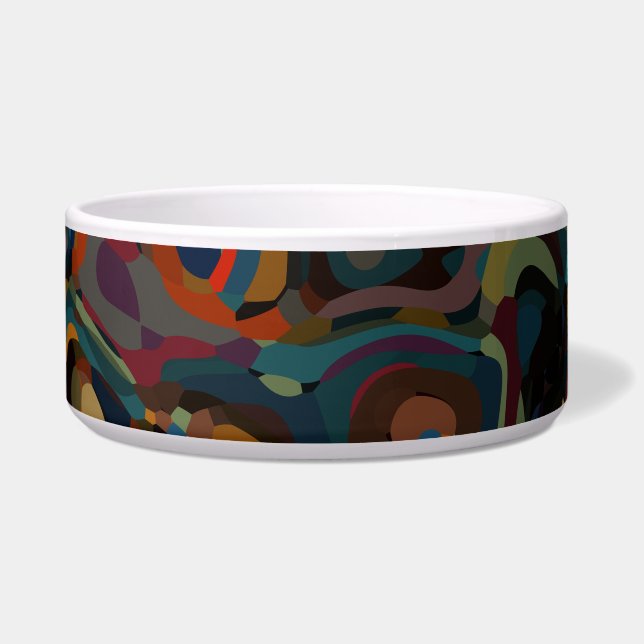 Comedero colorido giratorio abstracto Ceramic Pet Bowl (Frente)