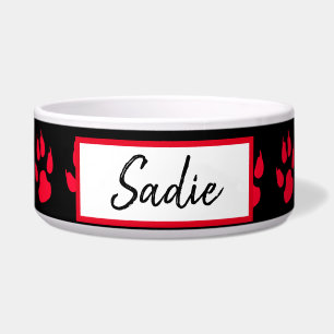 Comedero Comida de perro impresa de pata roja y negra