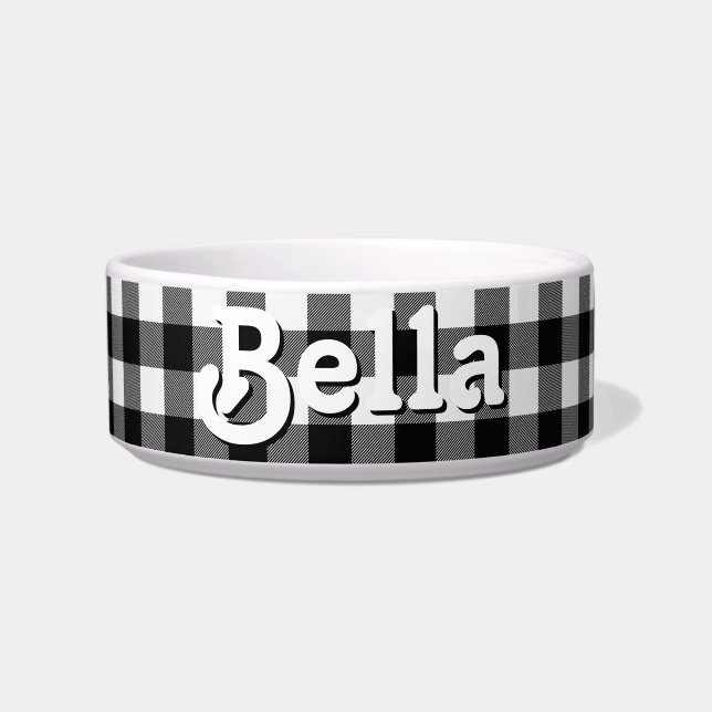 Comedero Comida de perro Personalizado de búfalo negro y bl (Frente)