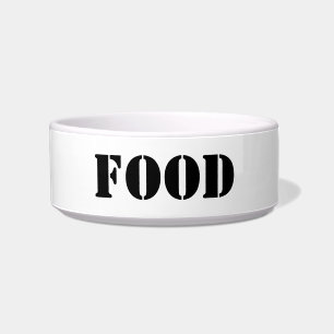 Comedero Comida mascota de texto personalizado blanco negro
