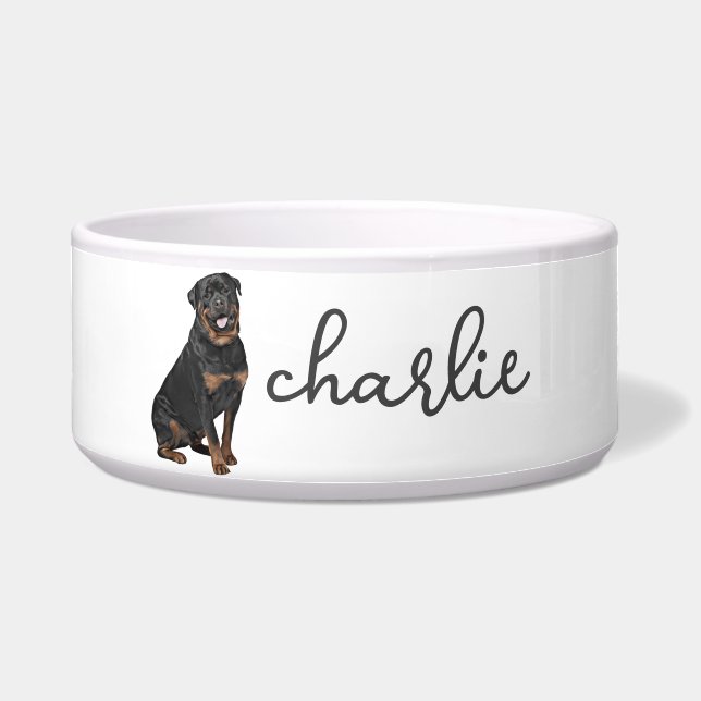Comedero Comida Rottweiler personalizada (Frente)