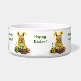 Comedero Conejo de Pascua con huevos y flores