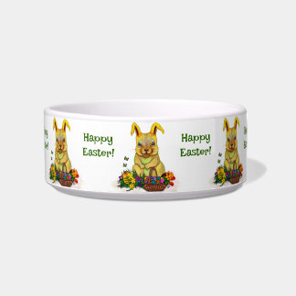 Comedero Conejo de Pascua con huevos y flores