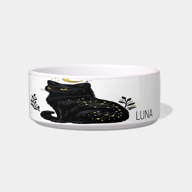 Comedero Constelación Mística de Gato Negro Celestial (Frente)