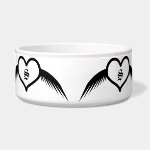 Comedero Corazón Monogramático Personalizado con Alas Gótic