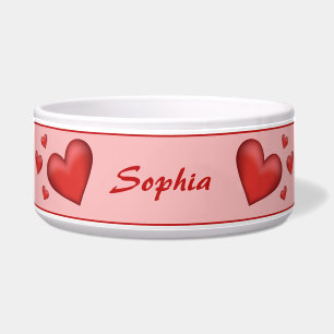 Comedero Corazón Rojo Con Nombre Mascota Personalizado