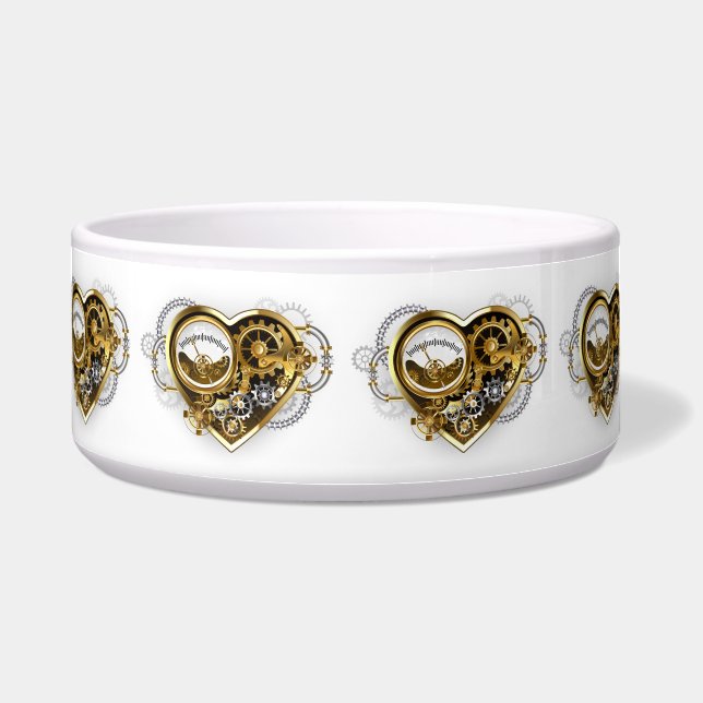 Comedero Corazón Steampunk con un Manómetro (Frente)