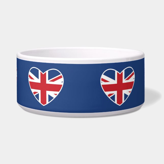 Comedero Corazones británicos - Union Jack Blue (Frente)