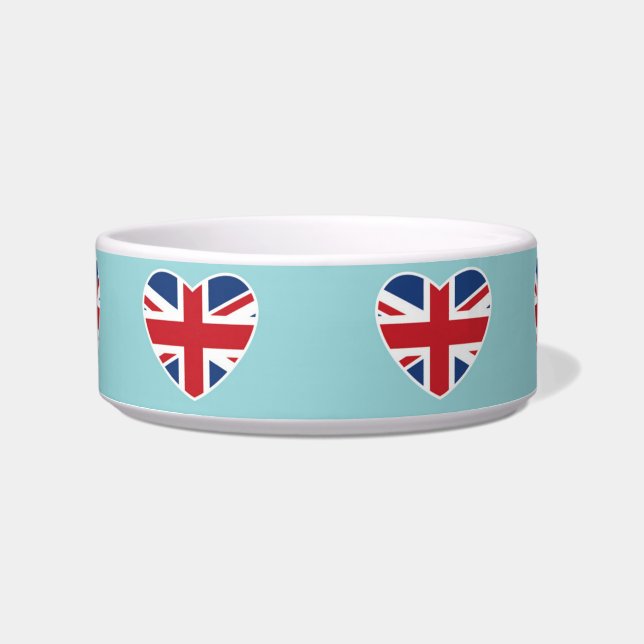 Comedero Corazones británicos - Union Jack Light Blue (Frente)
