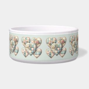 Comedero Corazones de Patchwork Cottagecore Pastel
