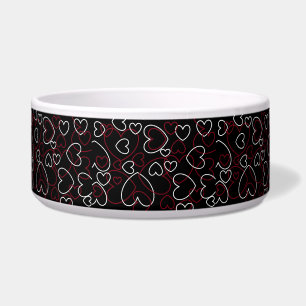 Comedero Corazones Jumble Rojo Blanco Negro Elegante Diseño