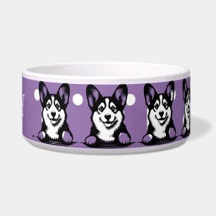 Comedero Corgi curioso Personalizar tema púrpura
