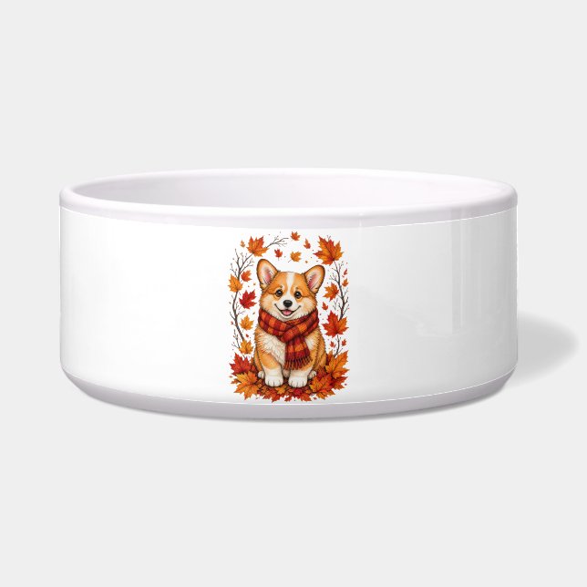 Comedero Corgi perro acogedor de otoño (Frente)