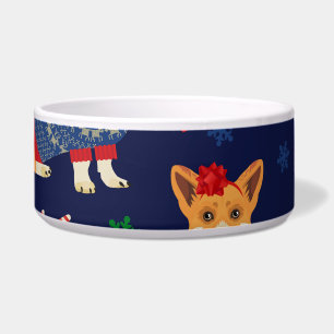 Comedero Corgis de Navidad: Ilustración Vintage Festiva.