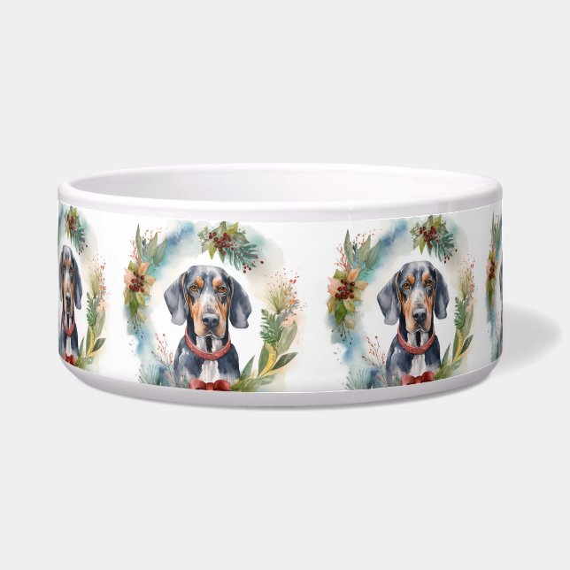 Comedero Corona de Navidad de Bluetick Coonhound Perro fest (Frente)