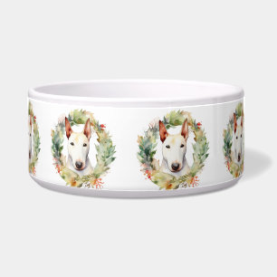 Comedero Corona de Navidad de Bull Terrier Perro Festivo