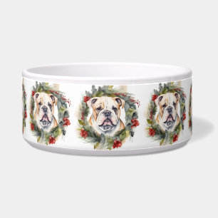 Comedero Corona de Navidad de Bulldog Perro Festivo
