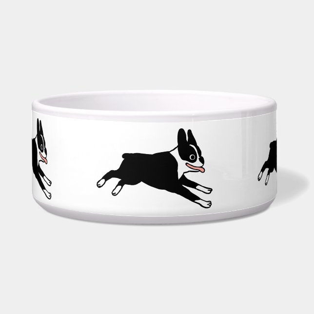 Comedero Corriendo Boston Terriers Tazón de Perros (Frente)
