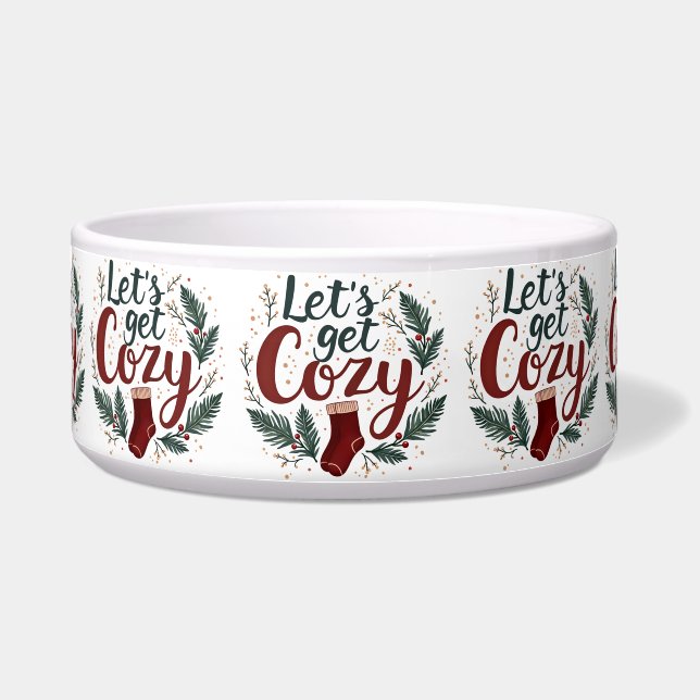 Comedero Cozy Holiday Pine Berry Lettering White (Frente)