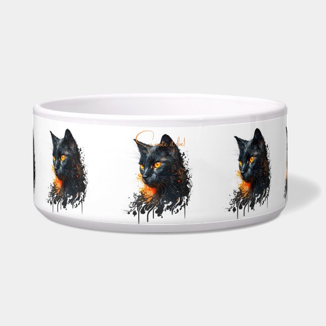 Comedero Crea Tu Propio Busto de Gato Negro Ardiente (Frente)