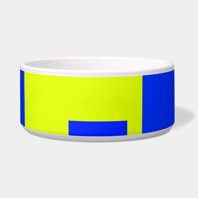 Comedero Cuadrados amarillo y azul (Frente)