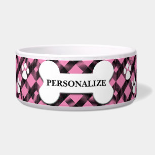 Comedero Cuadro Rosa Bonito - Tazón para Mascotas