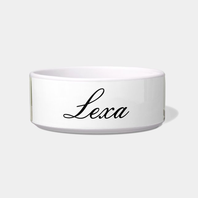 Comedero Cuero de gato Mascota personalizado Agua y comida (Frente)