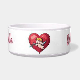 Comedero Cupido en el corazón rojo