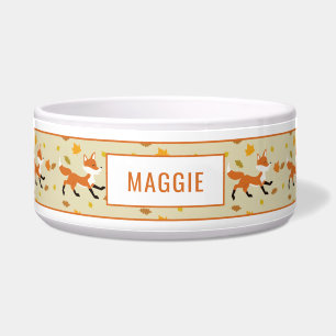 Comedero Curte Running Fox con hojas y nombre otoñales