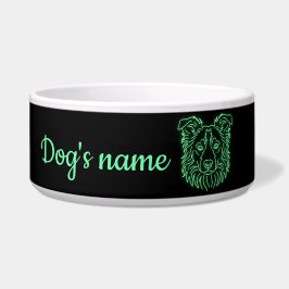 Comedero Custom Name Neon Border Collie Glow