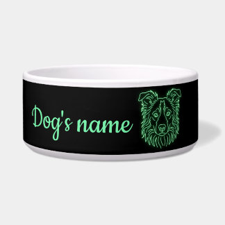 Comedero Custom Name Neon Border Collie Glow
