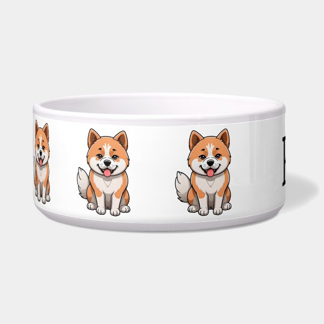 Comedero Cute Akita de Dibujos Animados Personalizado (Izquierda)