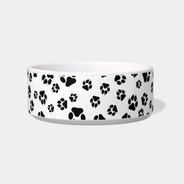 Comedero Cute Black & White Paw Impresiones de patrón Bowl