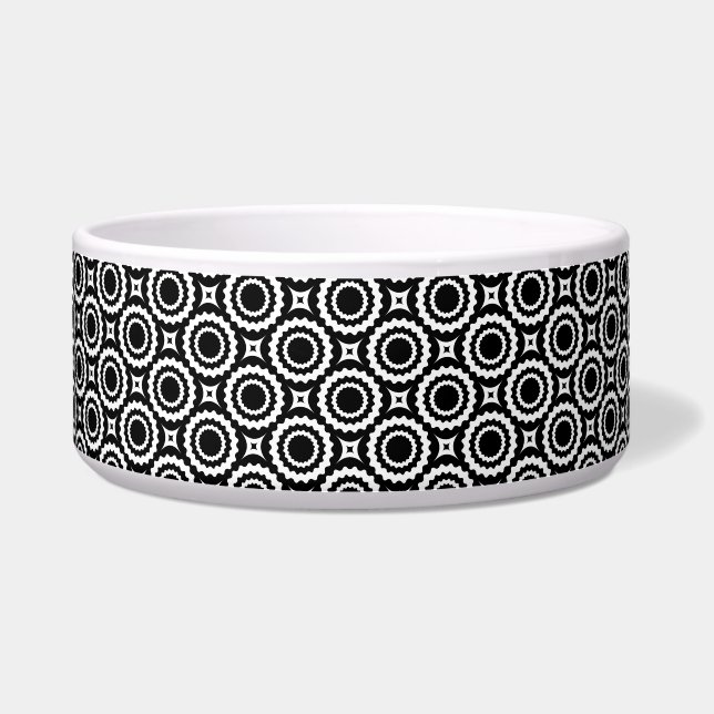 Comedero Cute black white zigzag circles pattern (Frente)