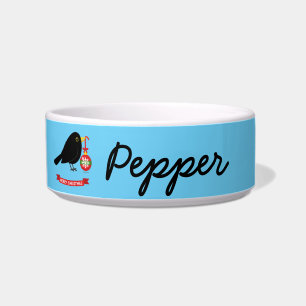 Comedero Cute Blackbird Con Un Nombre Personalizado De La B