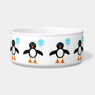 Comedero Cute Blue Baby Boy Penguin Pet Bowl