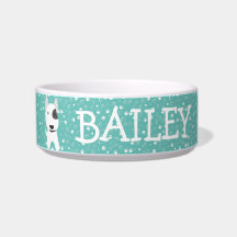 Cute Bull Terrier Dog Personalizable Nombre Bowl