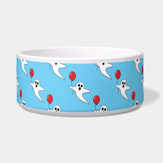Comedero Cute Cartoon Ghost with Red Balloon Pattern (Frente)