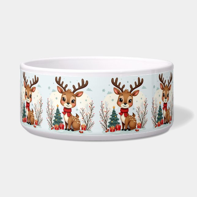 Comedero Cute Christmas Reindeer Scene Snowy Forest Pet (Frente)