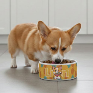 Comedero Cute Corgi Dog Bowls, Funny Pattern Puppy 